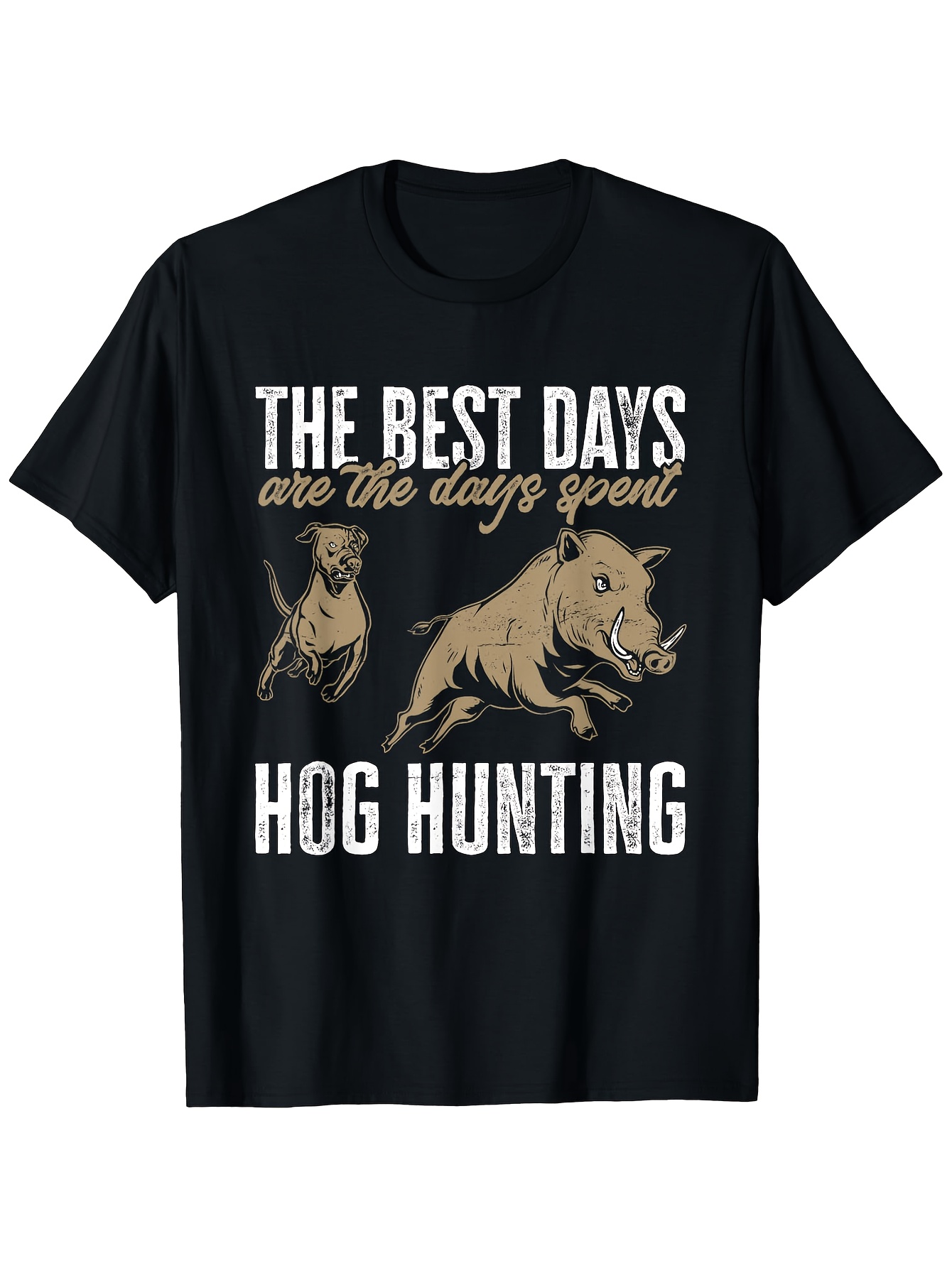 Wildman Hunting & Outdoor Photos - เสื้อยืดลายสุนัขล่าหมูป่า คอกลม แขนสั้น สไตล์ลำลอง ใส่ได้ทุกฤดู ผ้าถัก