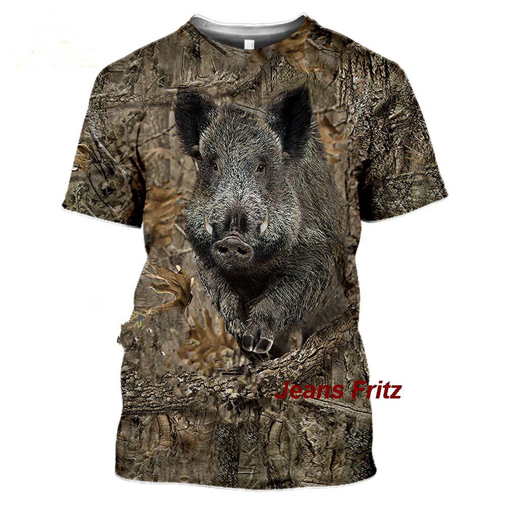 Wildman Hunting & Outdoor Photos - เสื้อยืด2023ลายพรางล่าสัตว์หมูป่า3D ลำลองฤดูร้อนผู้ชายเสื้อแจ็คเก็ตแขนสั้นเสื้อสวมหัวแนวสตรีทแฟชั่น