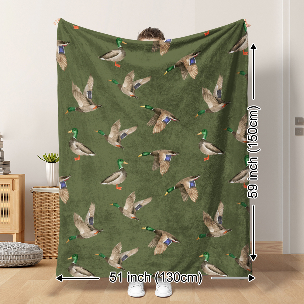 Outdoor Hunting Gifts - ผ้าห่มขนแกะลายเป็ดมัลลาร์ด สำหรับล่าสัตว์ พิมพ์ลายสำหรับกิจกรรมกลางแจ้ง นุ่ม อุ่น ใช้ได้ทุกฤดู