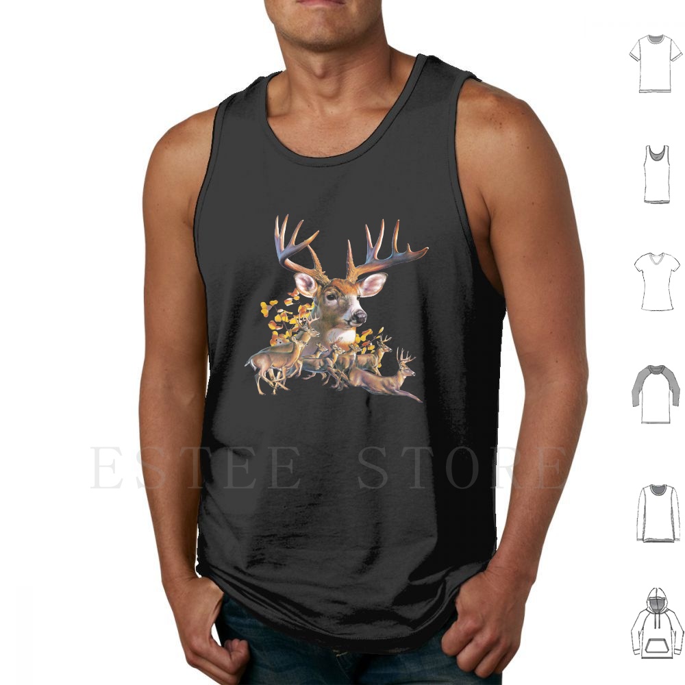 Wildman Hunting & Outdoor Photos - เสื้อกล้ามลายกวาง เสื้อแขนกุด ลายกวาง เขา กวางหางขาว สมจริง