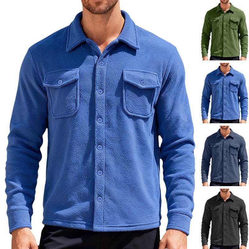 Hunting Outdoor Brands - เสื้อแจ็คเก็ตทำงานบุขนแกะสำหรับผู้ชาย แขนยาว เสื้อผ้าล่าสัตว์ แขนถัก ทรงมาตรฐาน ยี่ห้อ