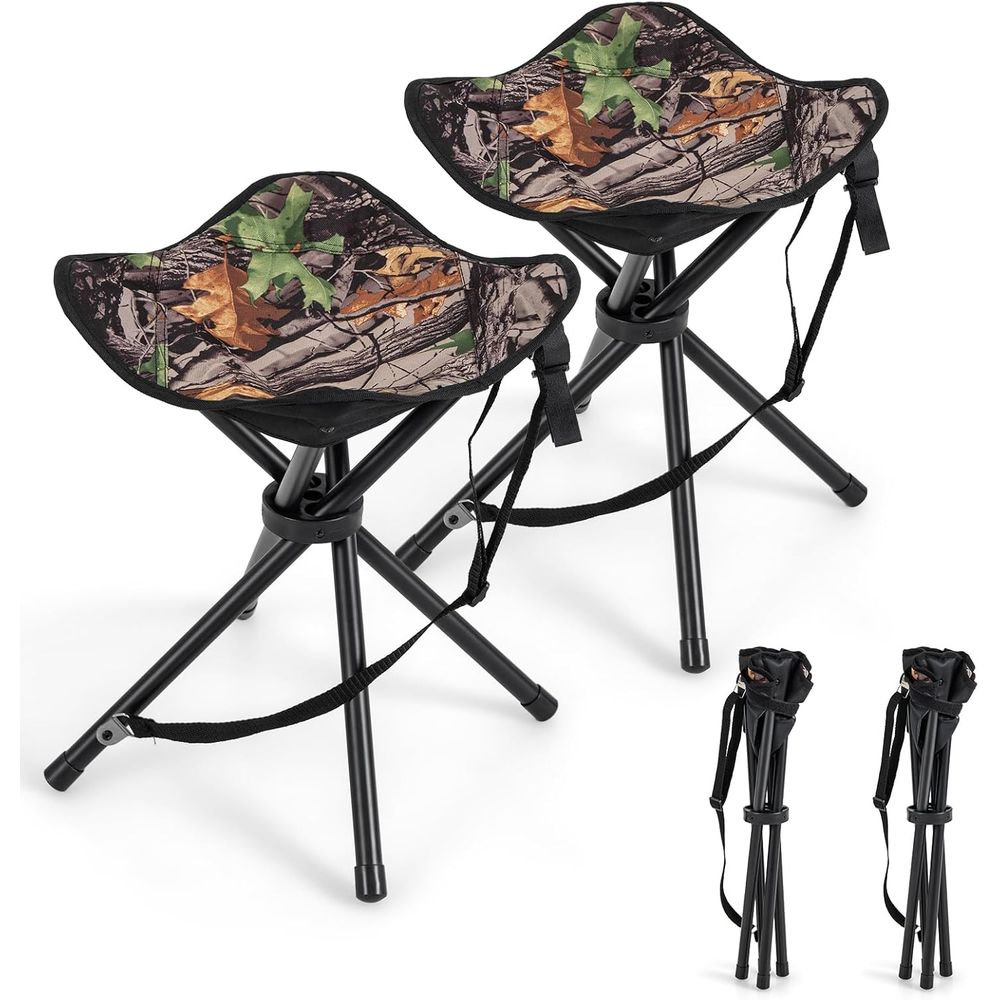Hunting And Fishing Outdoor Chairs - เก้าอี้พับได้แบบพกพา 2 ชิ้น น้ำหนักเบา พร้อมสายสะพายไหล่ เก้าอี้ล่าสัตว์กลางแจ้ง