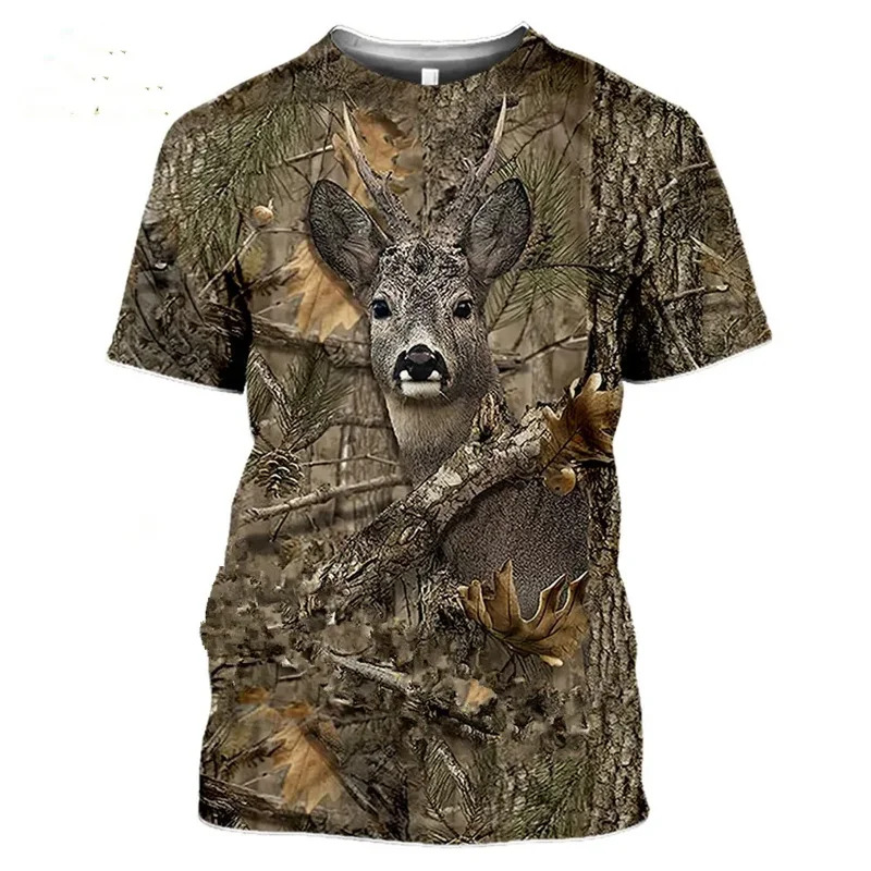 Wildman Hunting & Outdoor Photos - 2026 ลายพรางล่าสัตว์หมูป่า 3d เสื้อยืดฤดูร้อนลำลองชายเสื้อยืดแฟชั่นสตรีทผู้หญิงเสื้อแขนสั้น