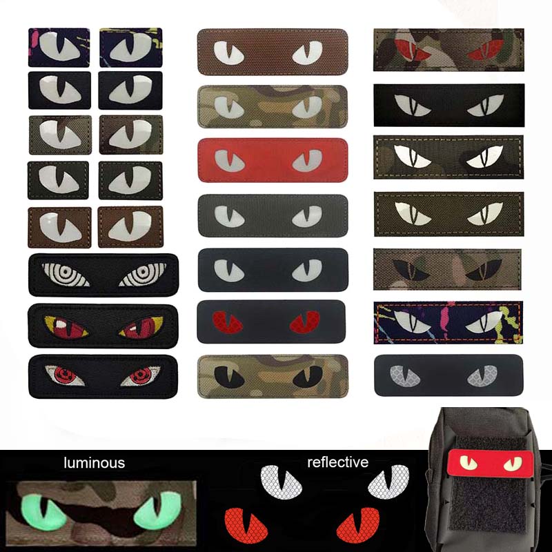 Hunting Blind Fabric - Cat Tiger Eyes,Evil Eye Badgeเสื้อผ้าแพทช์HookและLoop Glow