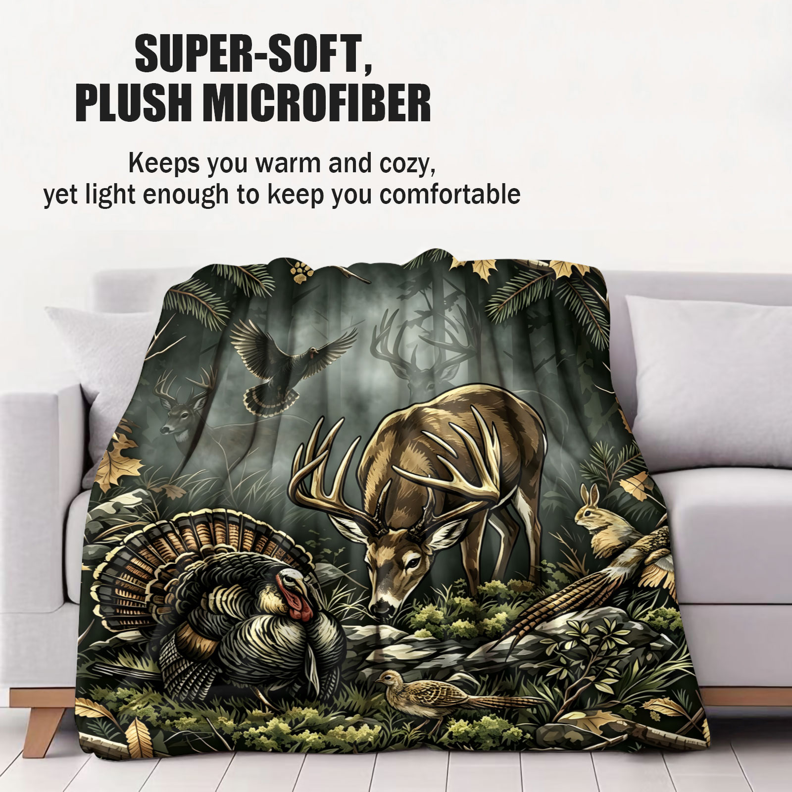 ผ้าห่มลายสัตว์ป่าวินเทจ ลายกวา - Wildman Hunting & Outdoor Photos บทวิจารณ์และราคา