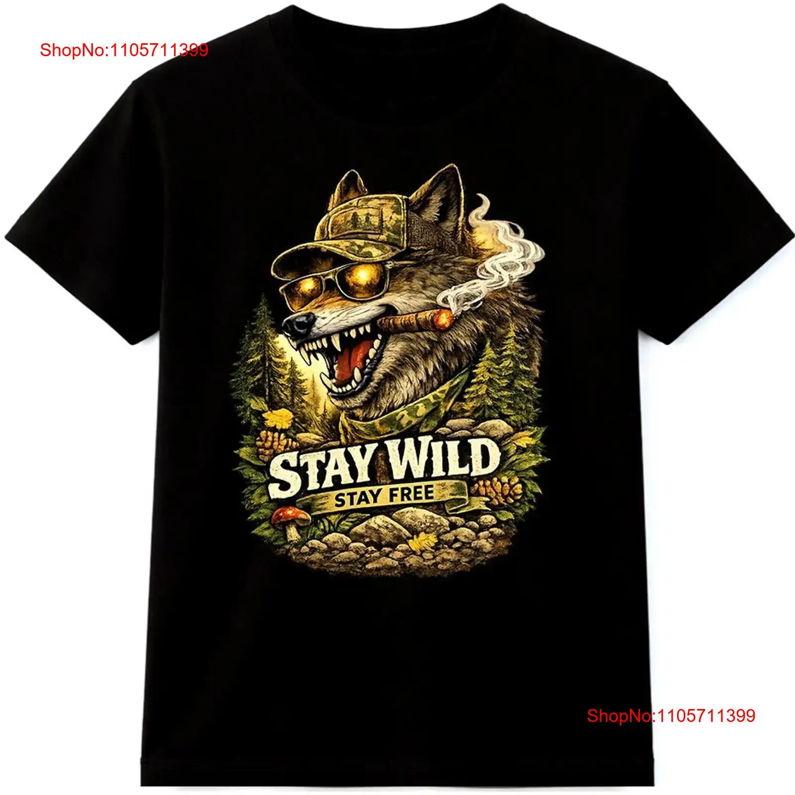 เสื้อยืดลายหมาป่า Stay Wild Fr - Wildman Hunting & Outdoor Photos บทวิจารณ์และราคา